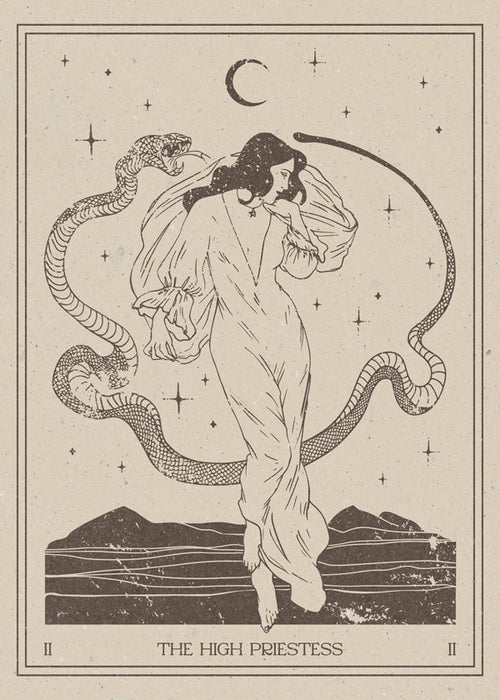 Vintage print: De Hoge Priesteres lijntekening