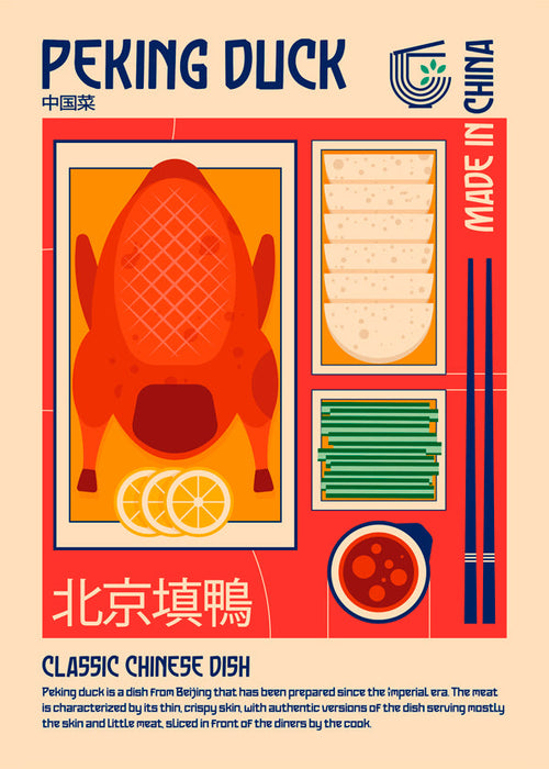 Keuken kunst Peking Duck retro illustratie