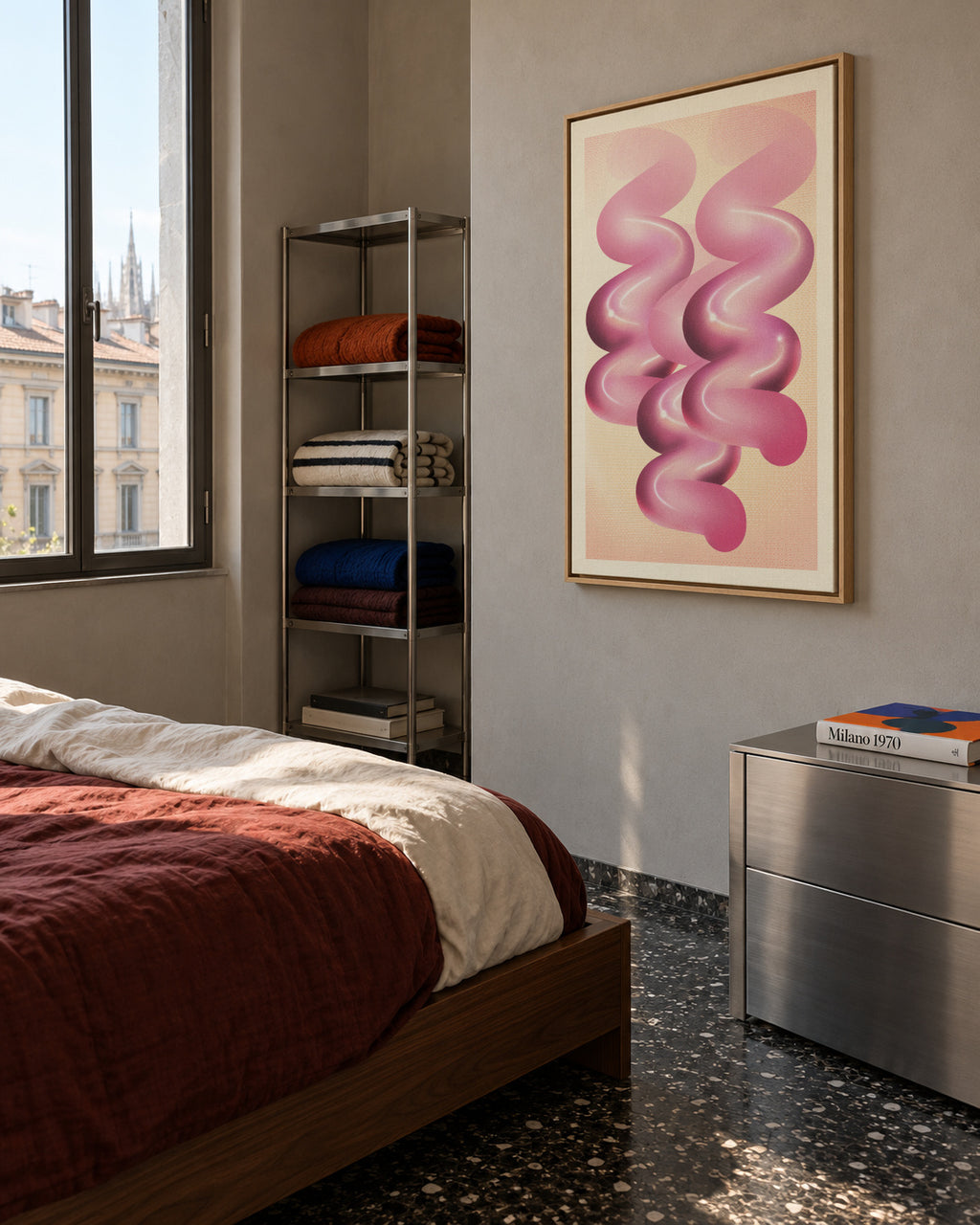 RETRO GRAPHIC NO.1 - Framed canvas in an interior