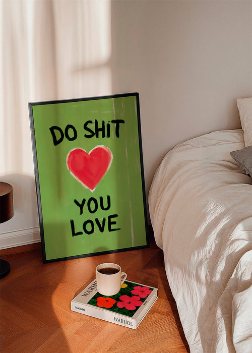 Typografische illustratie met rood hart
