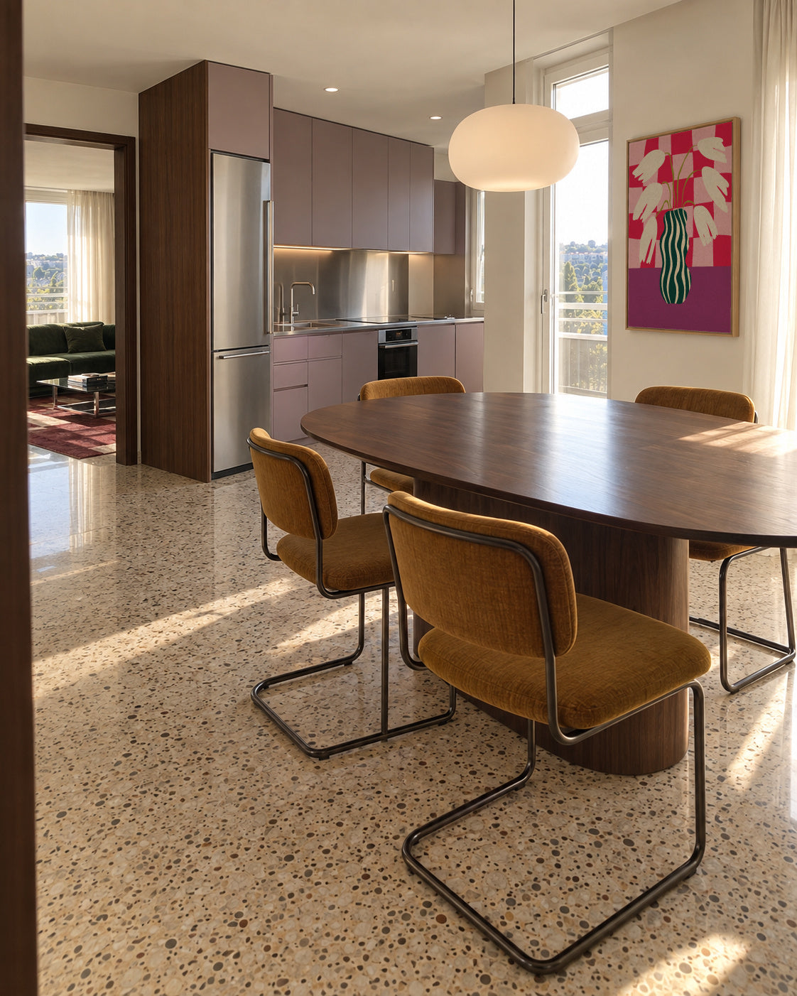 Blossoming Beauties - Framed canvas in an interior