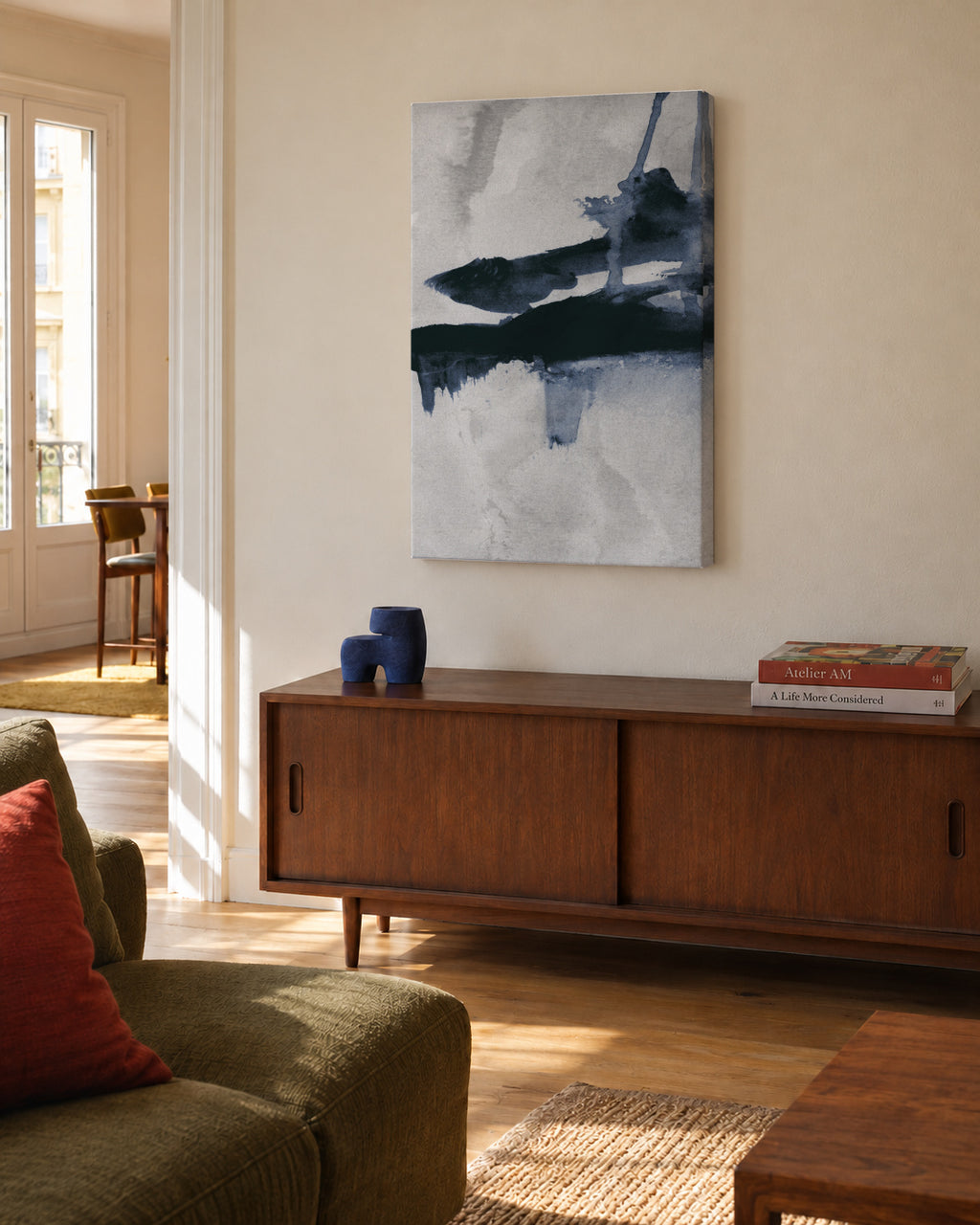 Blu 1 - Unframed canvas in an interior