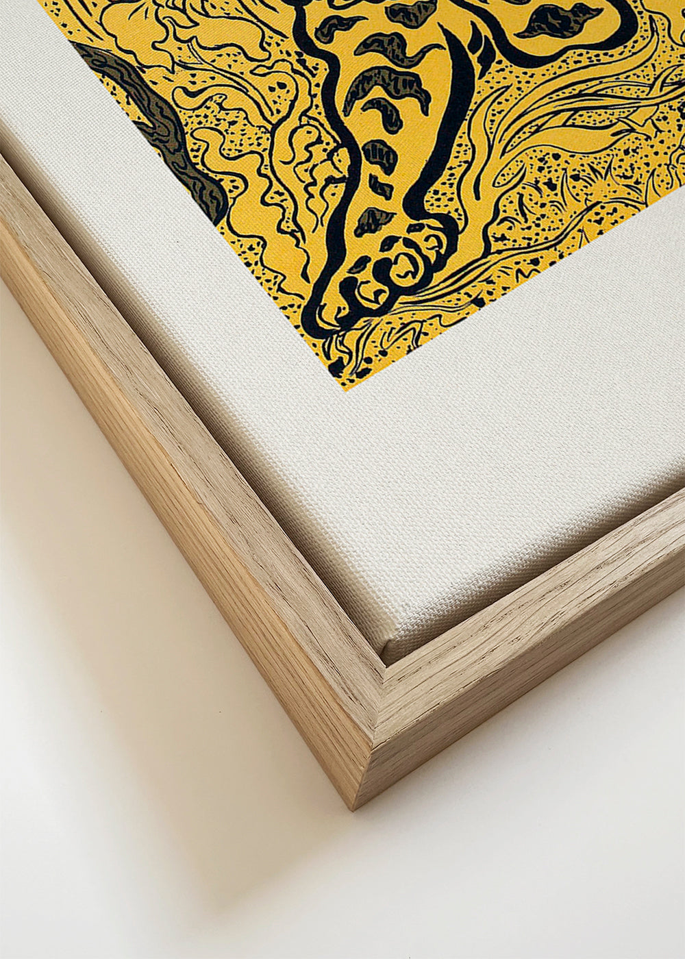 Kunstwerk tijger op gele achtergrond