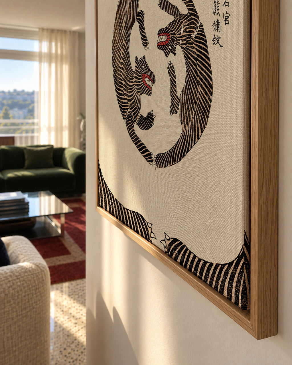 Woodblock Tigers From Yatsuo No Tsubaki (Creative ed.)) - Framed canvas detail
