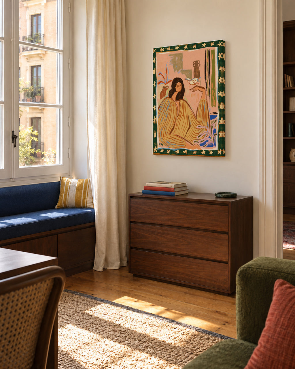 Hello Birdy - Unframed canvas in an interior