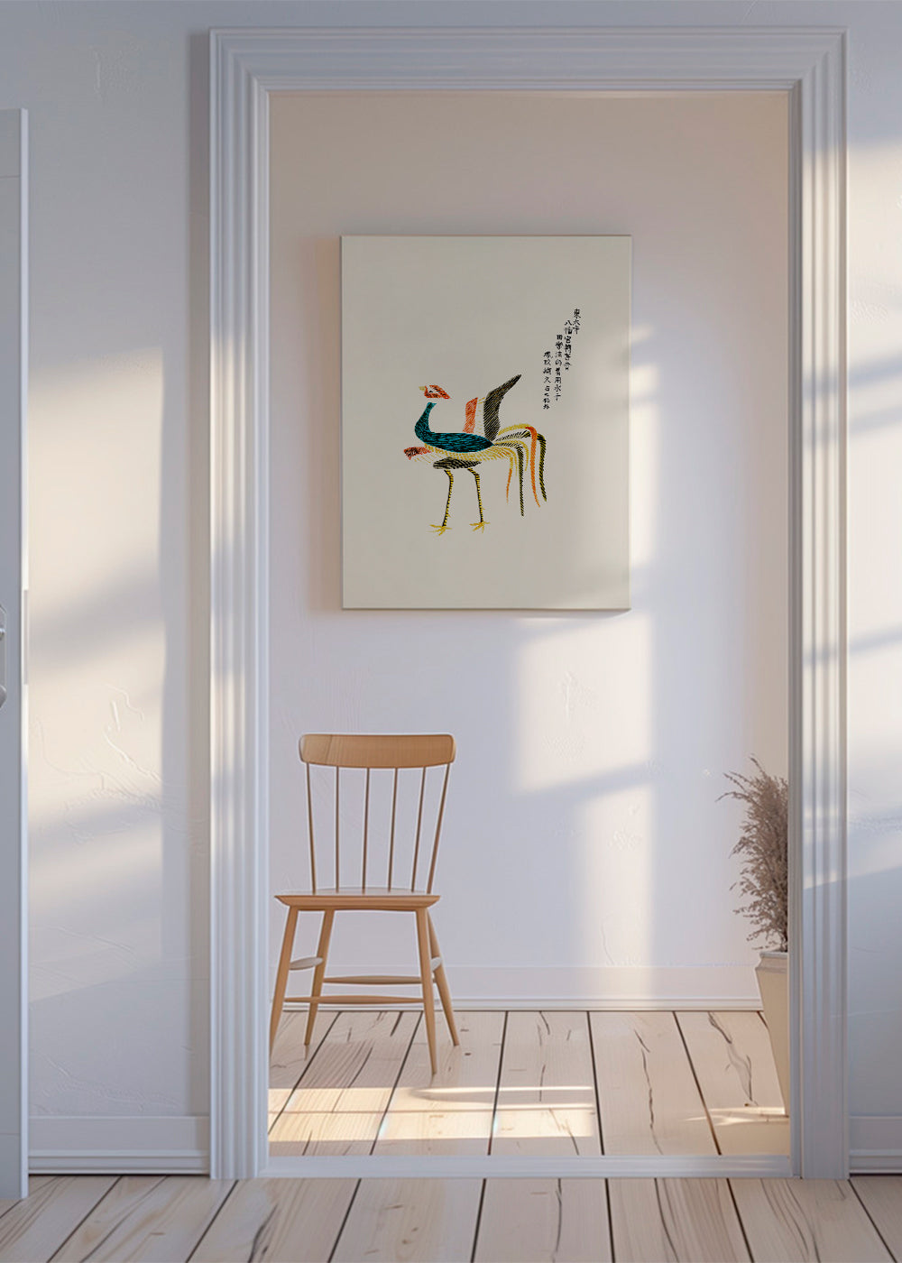 Japanse gestileerde vogelillustratie