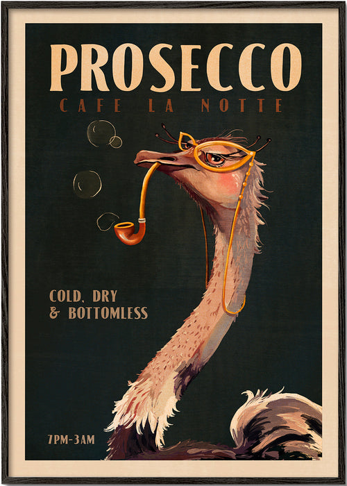 Struisvogel Prosecco Poster Art Deco