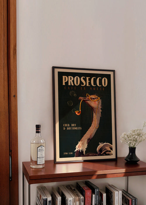 Struisvogel Prosecco Poster Art Deco