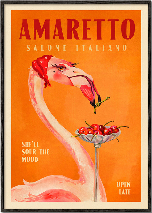 Keuken kunst vintage flamingo met cocktail