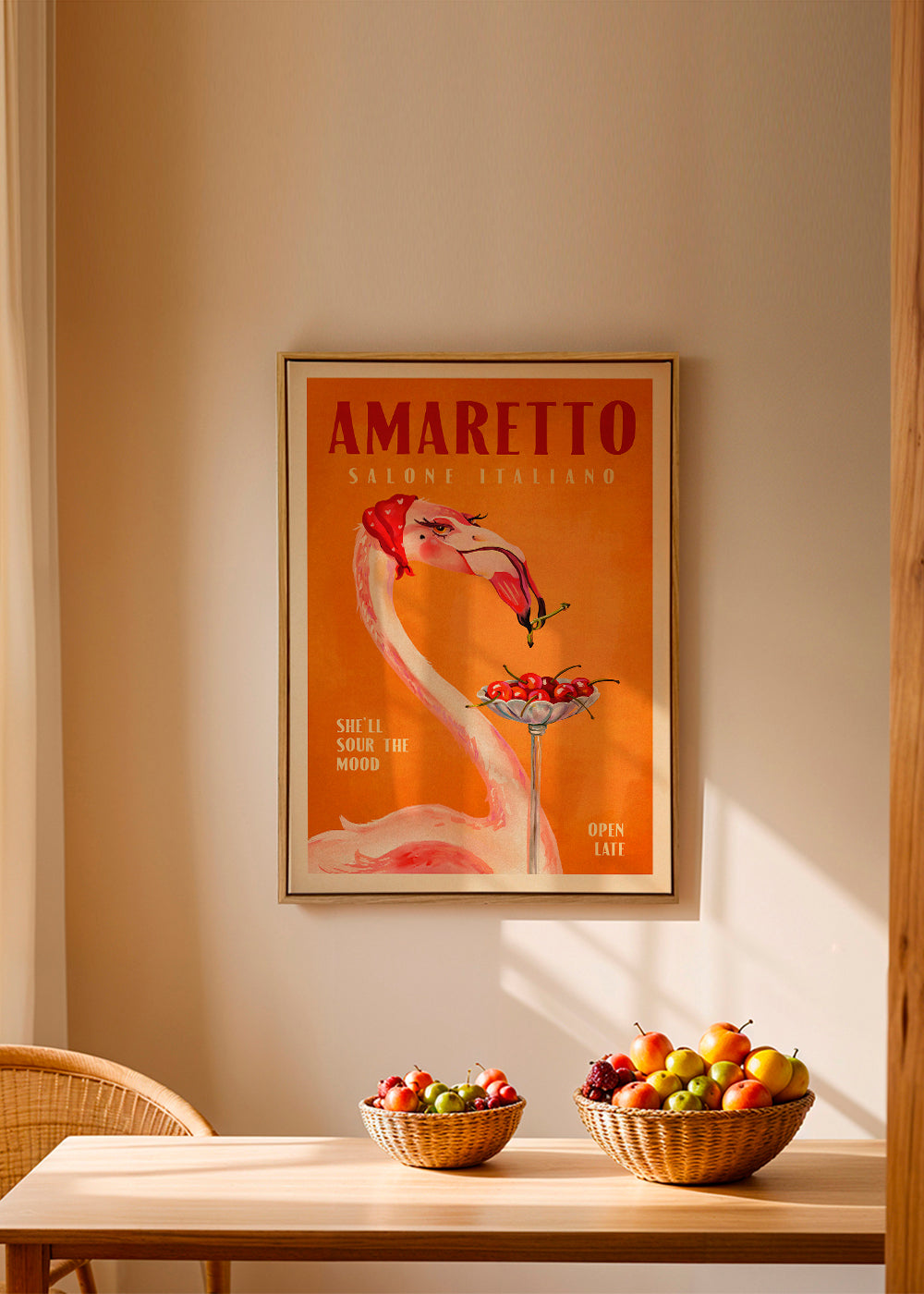 Amaretto Flamingo Art Deco Italian Cafe Travel Art - The Whiskey Ginger