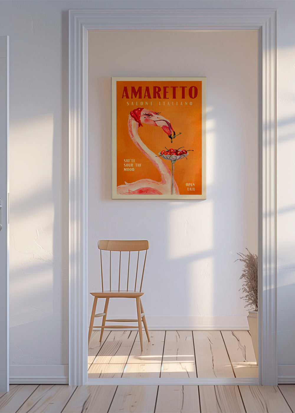 Amaretto Flamingo Art Deco Italian Cafe Travel Art - The Whiskey Ginger