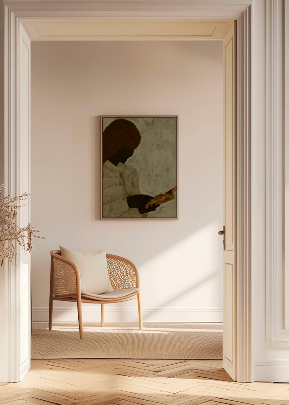 Illustratie van figuur die leest in warme tonen