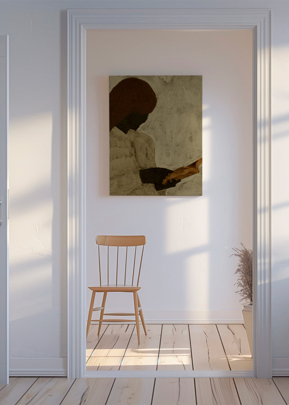 Illustratie van figuur die leest in warme tonen