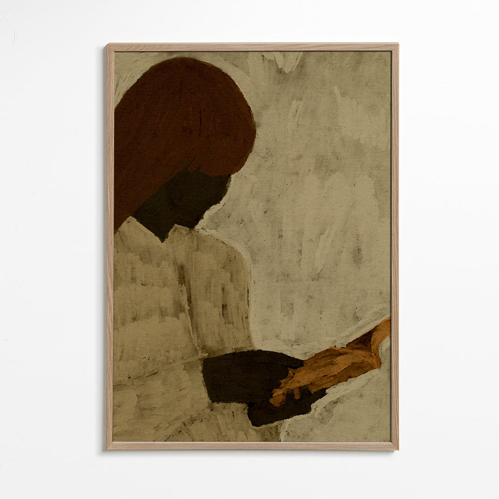 Illustratie van figuur die leest in warme tonen