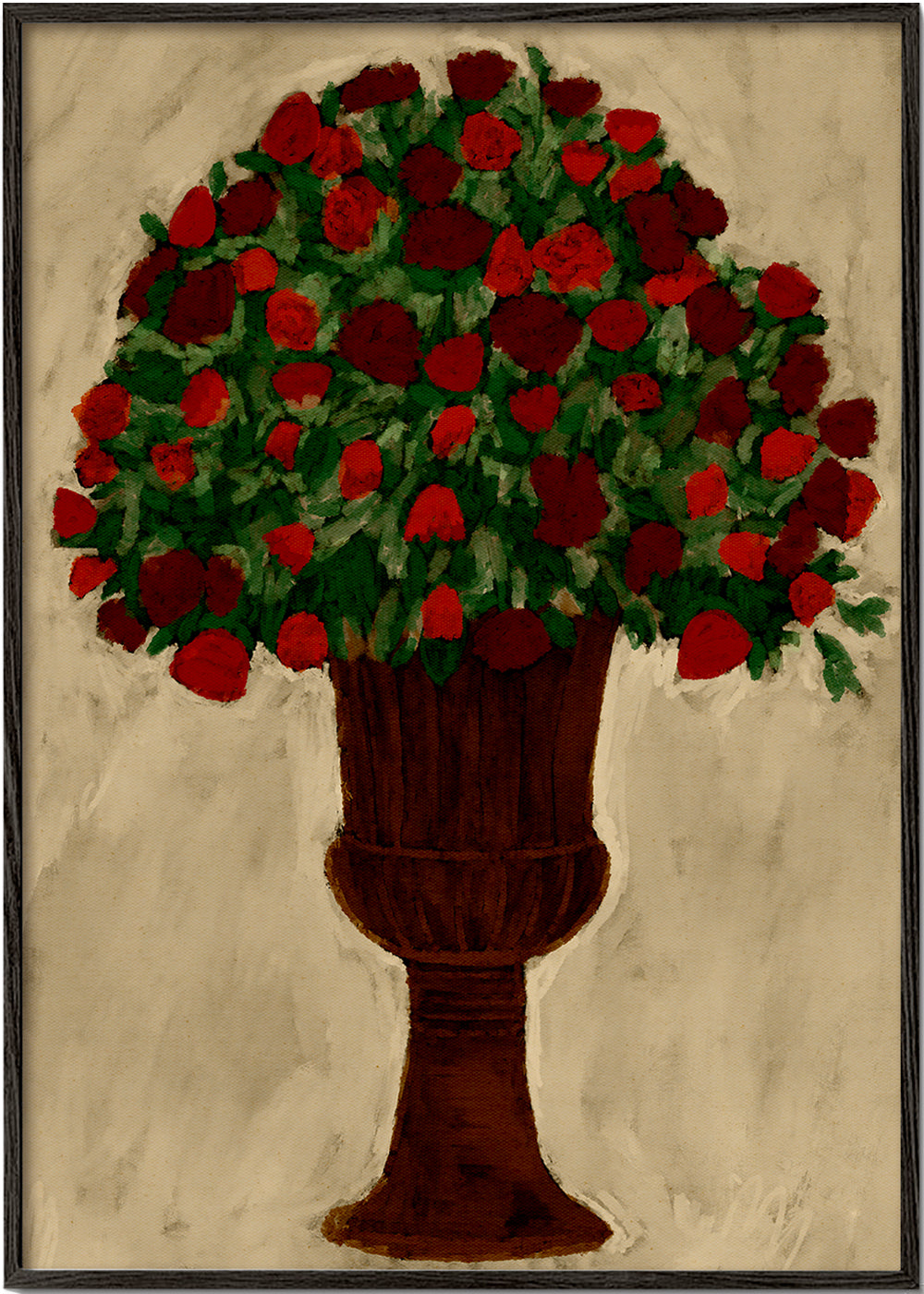 Botanische poster met rood rozenboeket