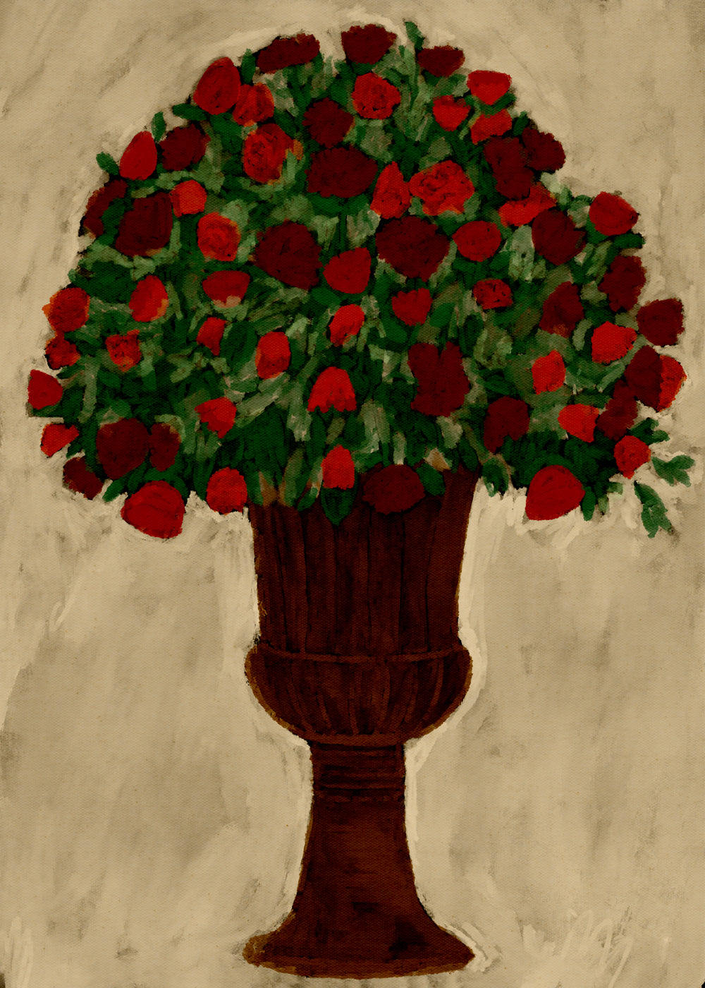 Botanische poster met rood rozenboeket