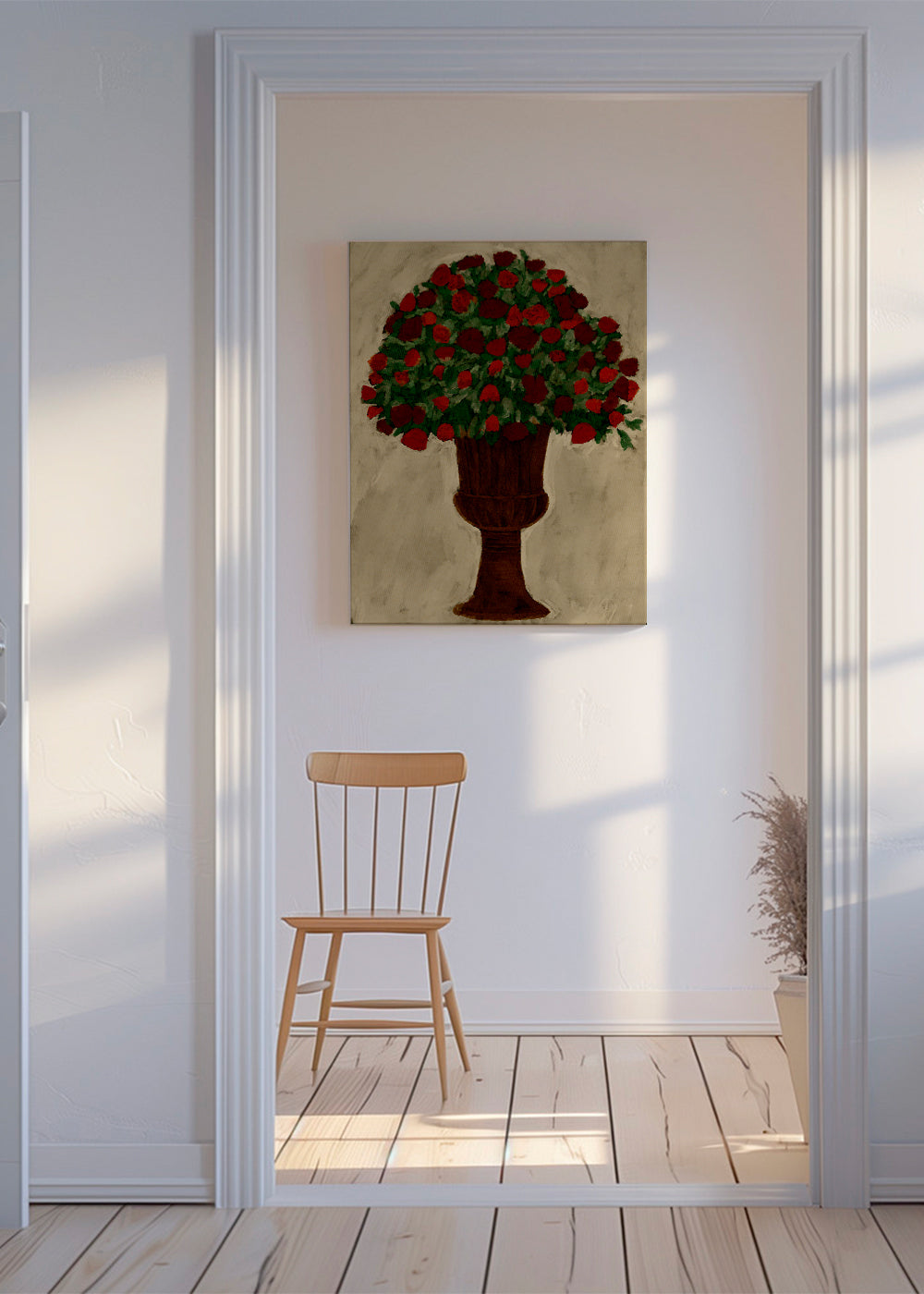 Botanische poster met rood rozenboeket