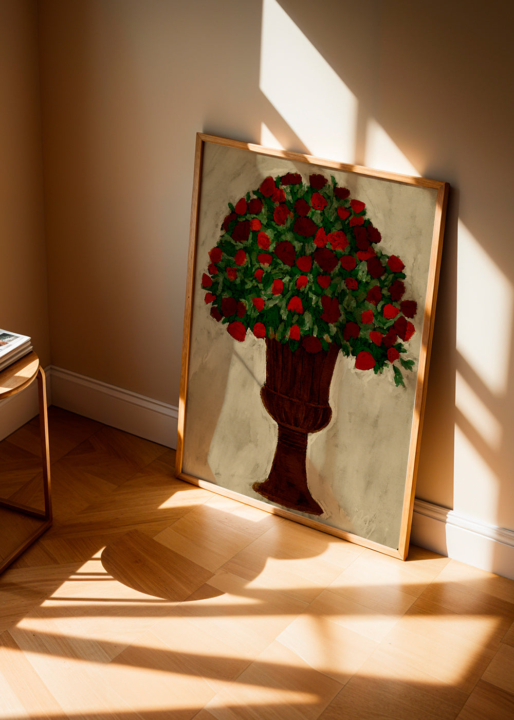 Botanische poster met rood rozenboeket
