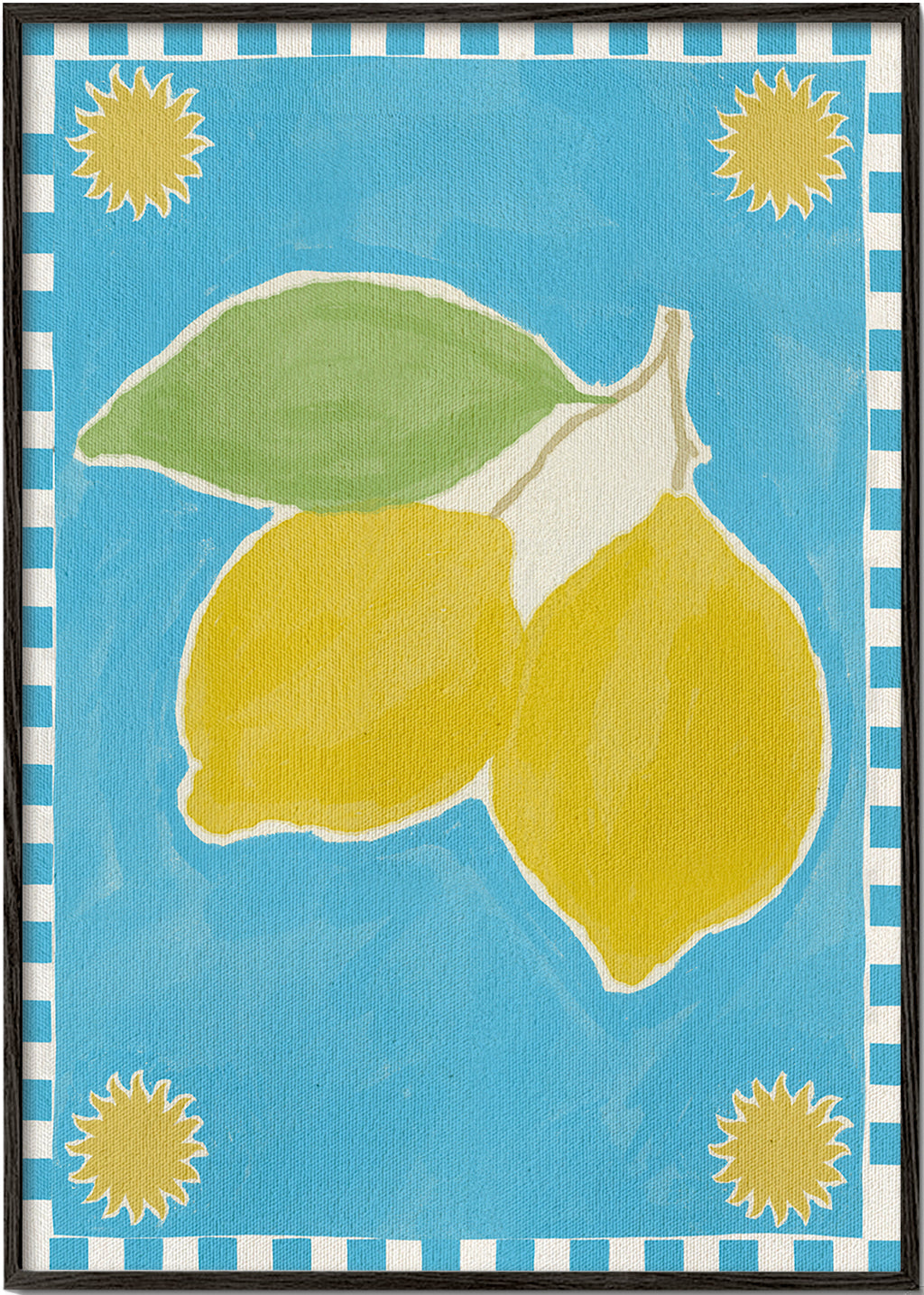 Keuken kunst met citroenen op blauwe baan