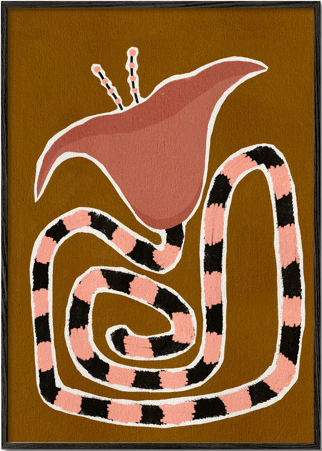 Botanische poster met gestileerde roze bloem