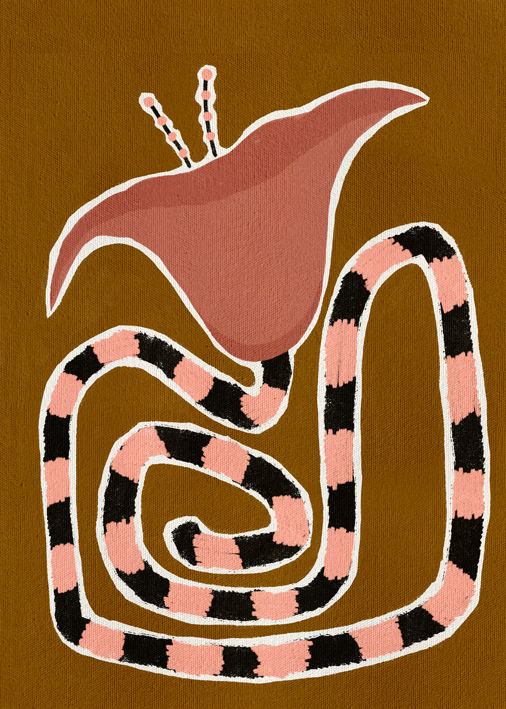 Botanische poster met gestileerde roze bloem