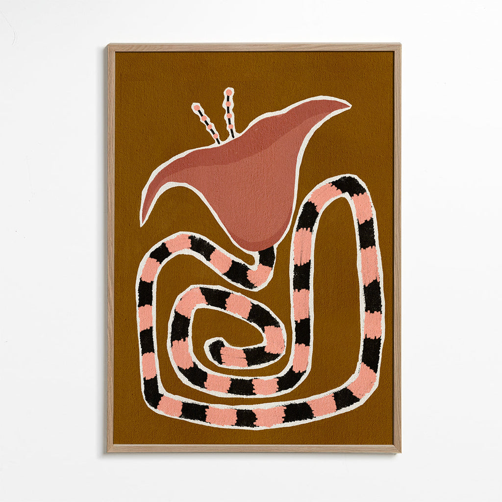 Botanische poster met gestileerde roze bloem