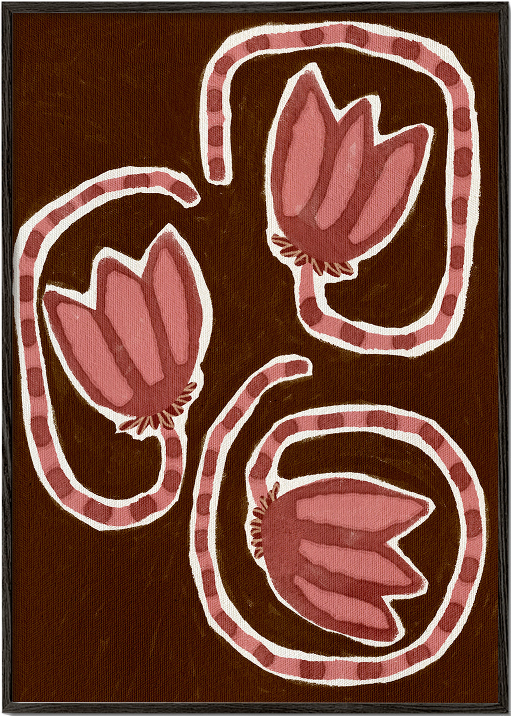 Botanische poster met gestileerde tulpen