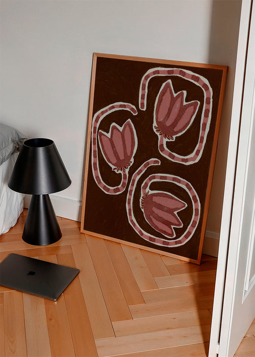 Botanische poster met gestileerde tulpen