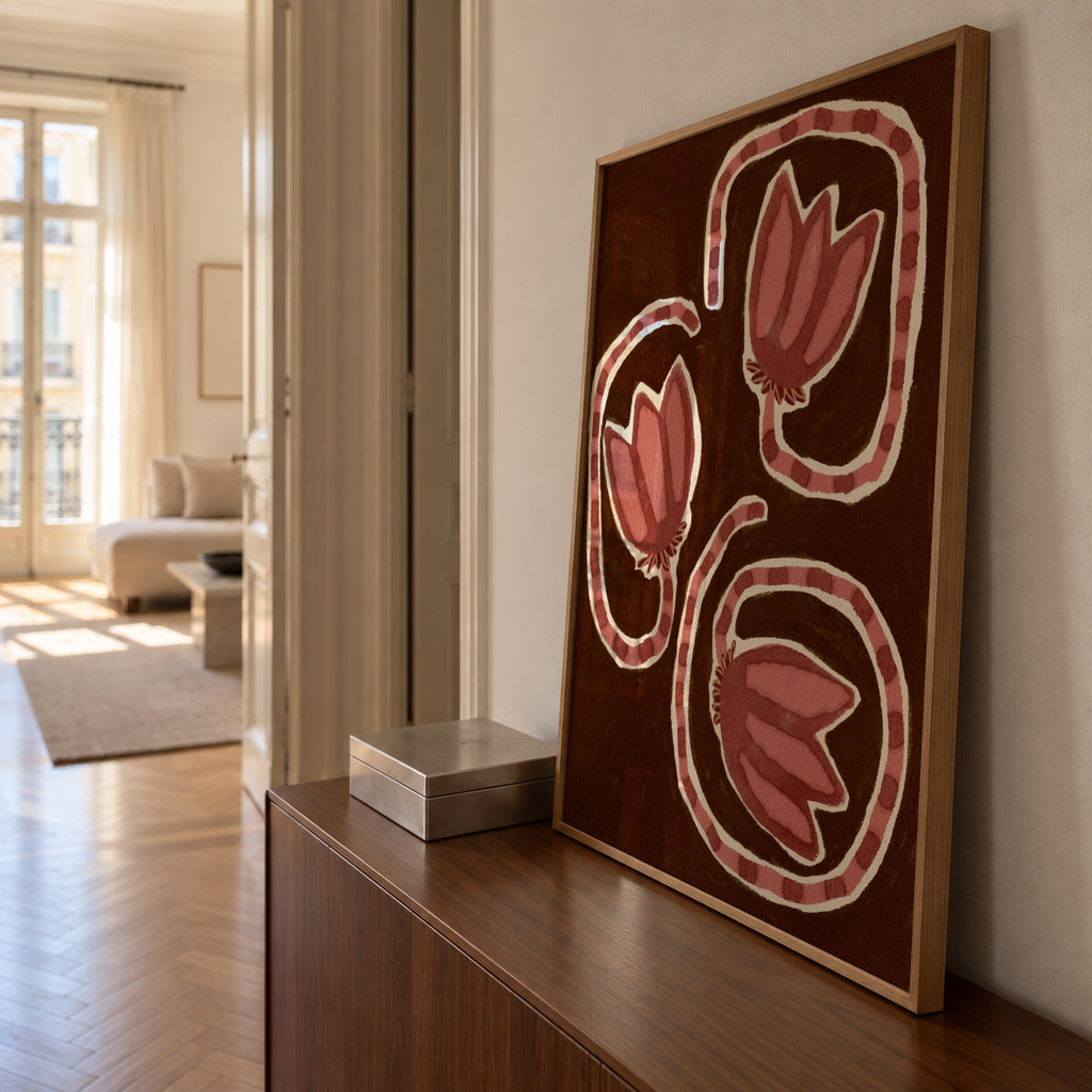 Delicate Bloom 19 - Framed poster in an interior