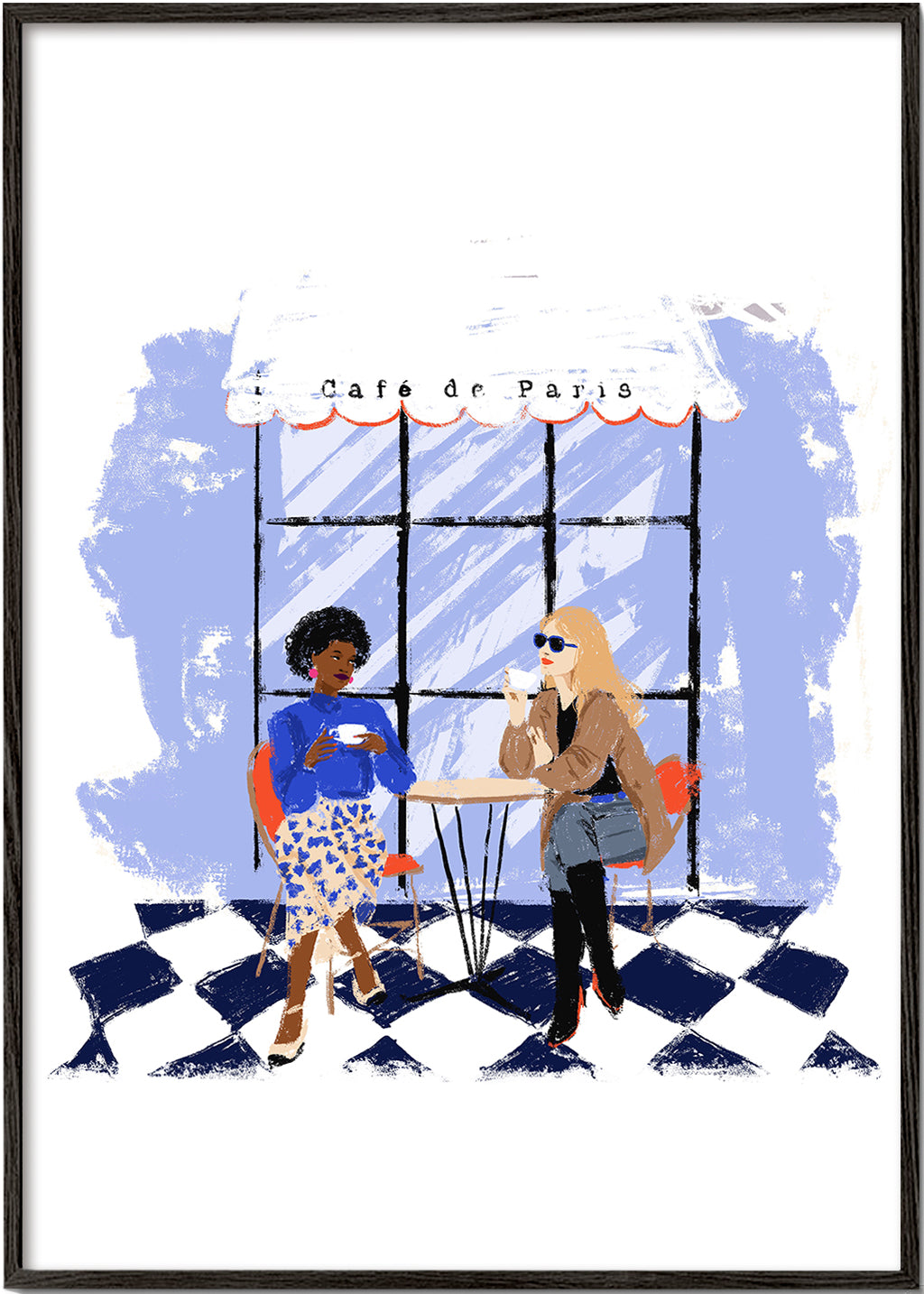 Keuken kunst met caféscène van twee vriendinnen