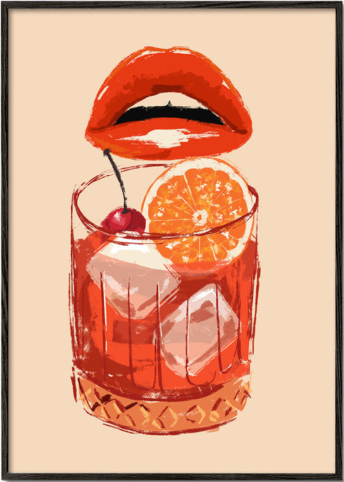 Keuken kunst Old Fashioned cocktail met lippen