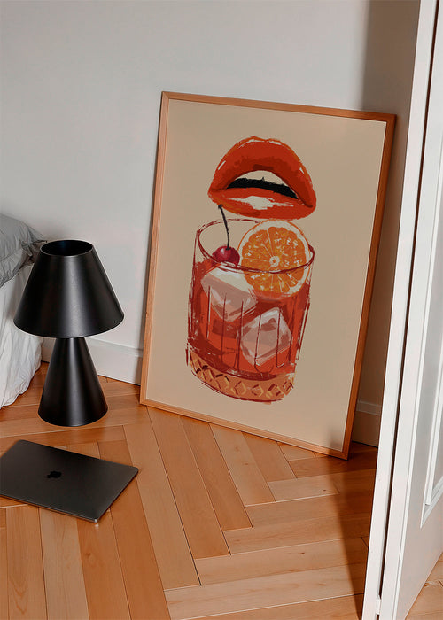 Keuken kunst Old Fashioned cocktail met lippen