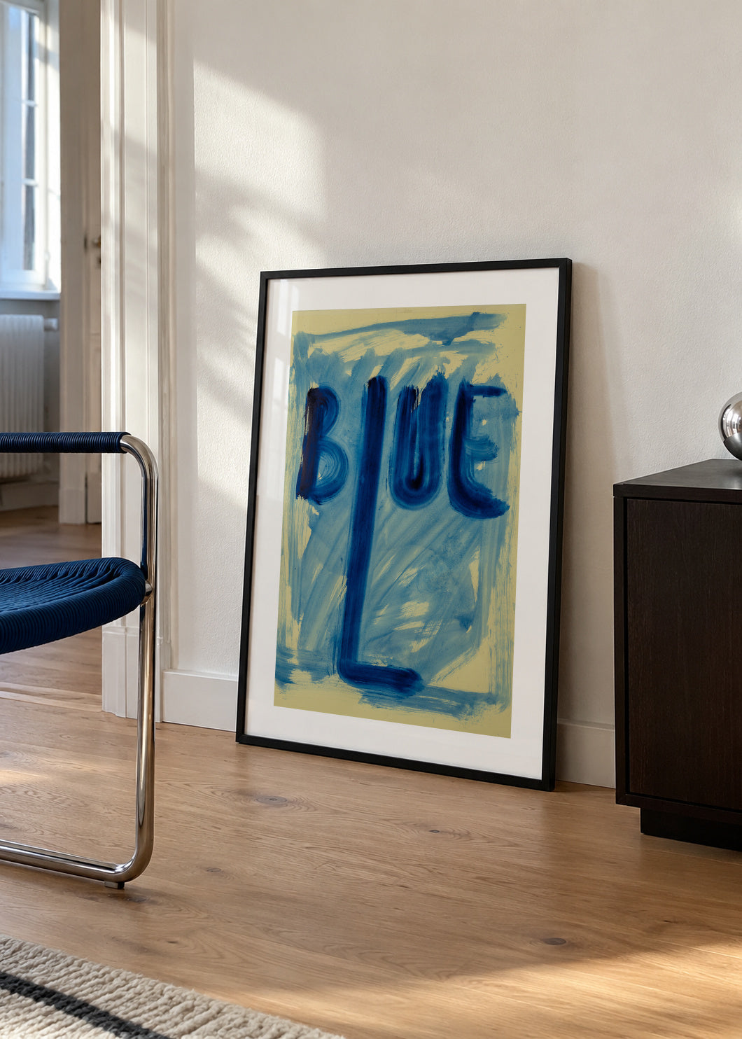 Blue - Framed poster in an interior