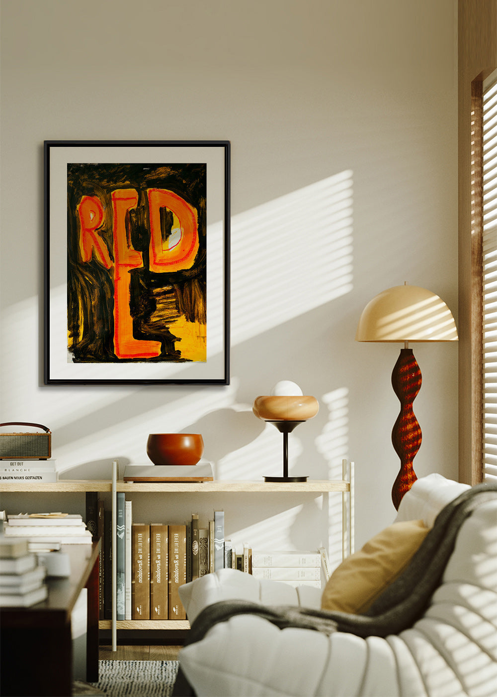 Typografische illustratie 'RED' met schilderachtige streek – Canvas2