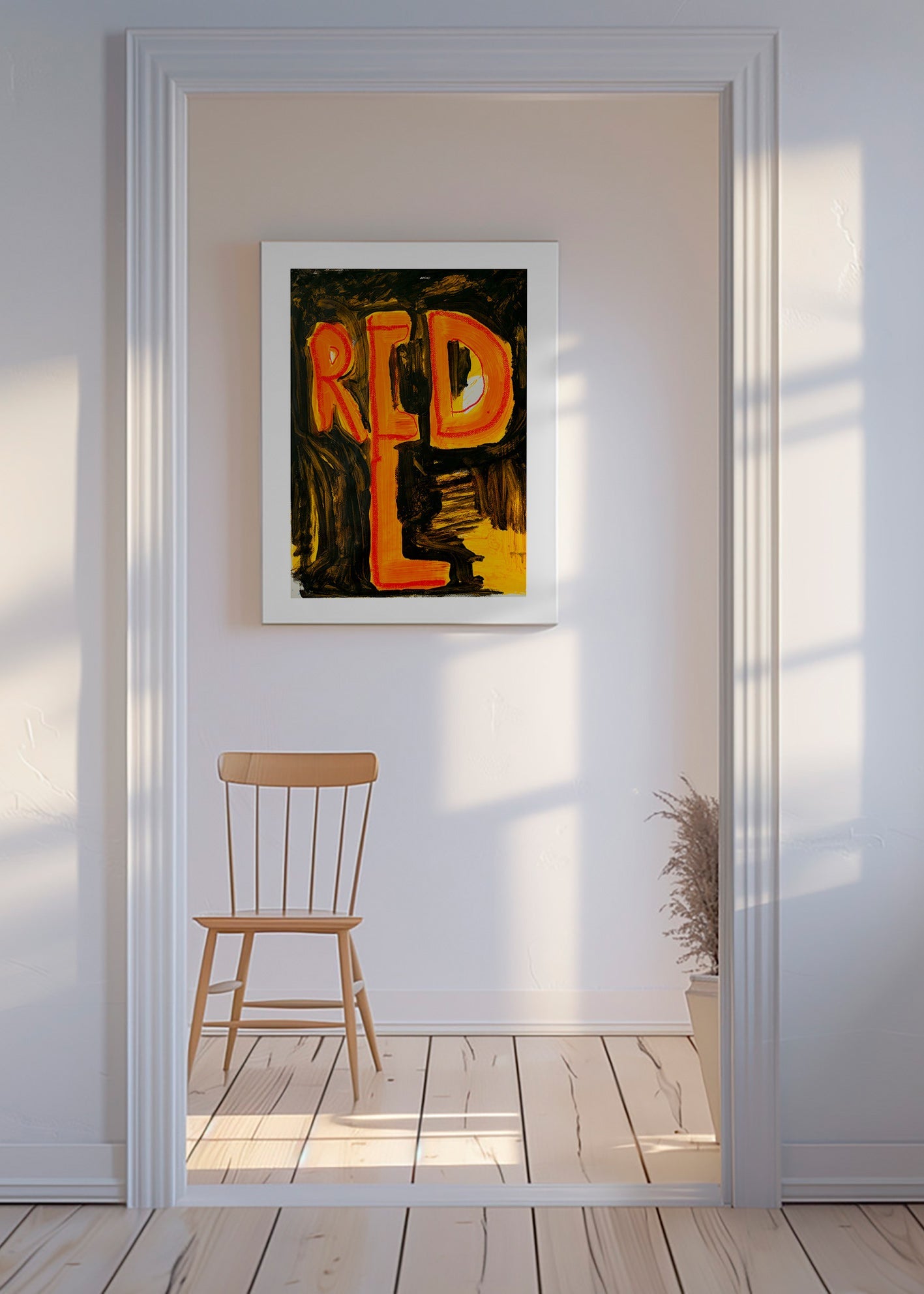 Typografische illustratie 'RED' met schilderachtige streek – Canvas