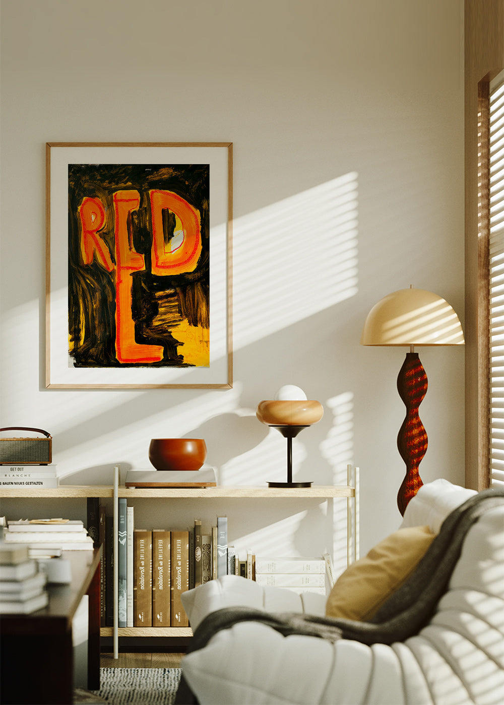 Typografische illustratie 'RED' met schilderachtige streek – Product1