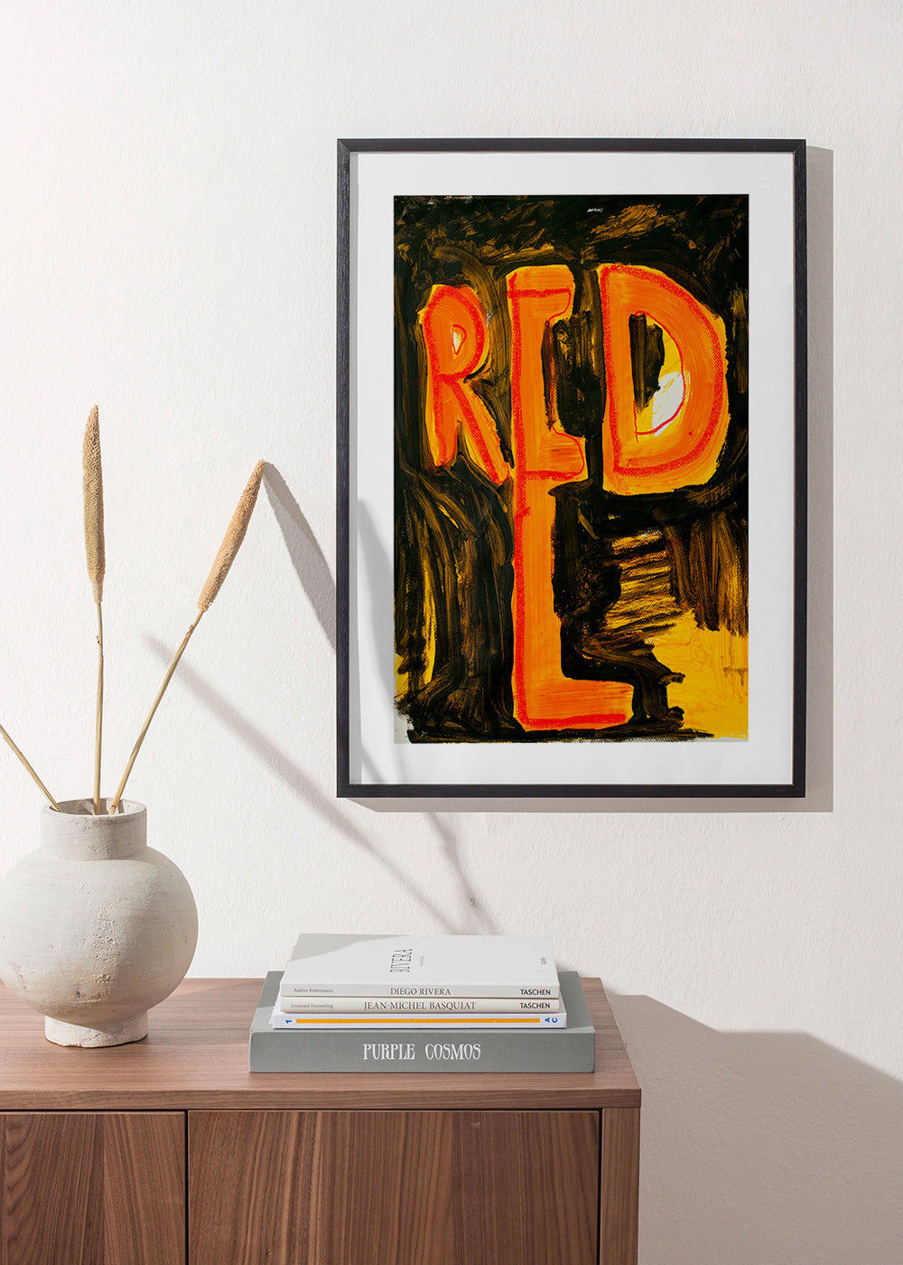 Typografische illustratie 'RED' met schilderachtige streek – Product3