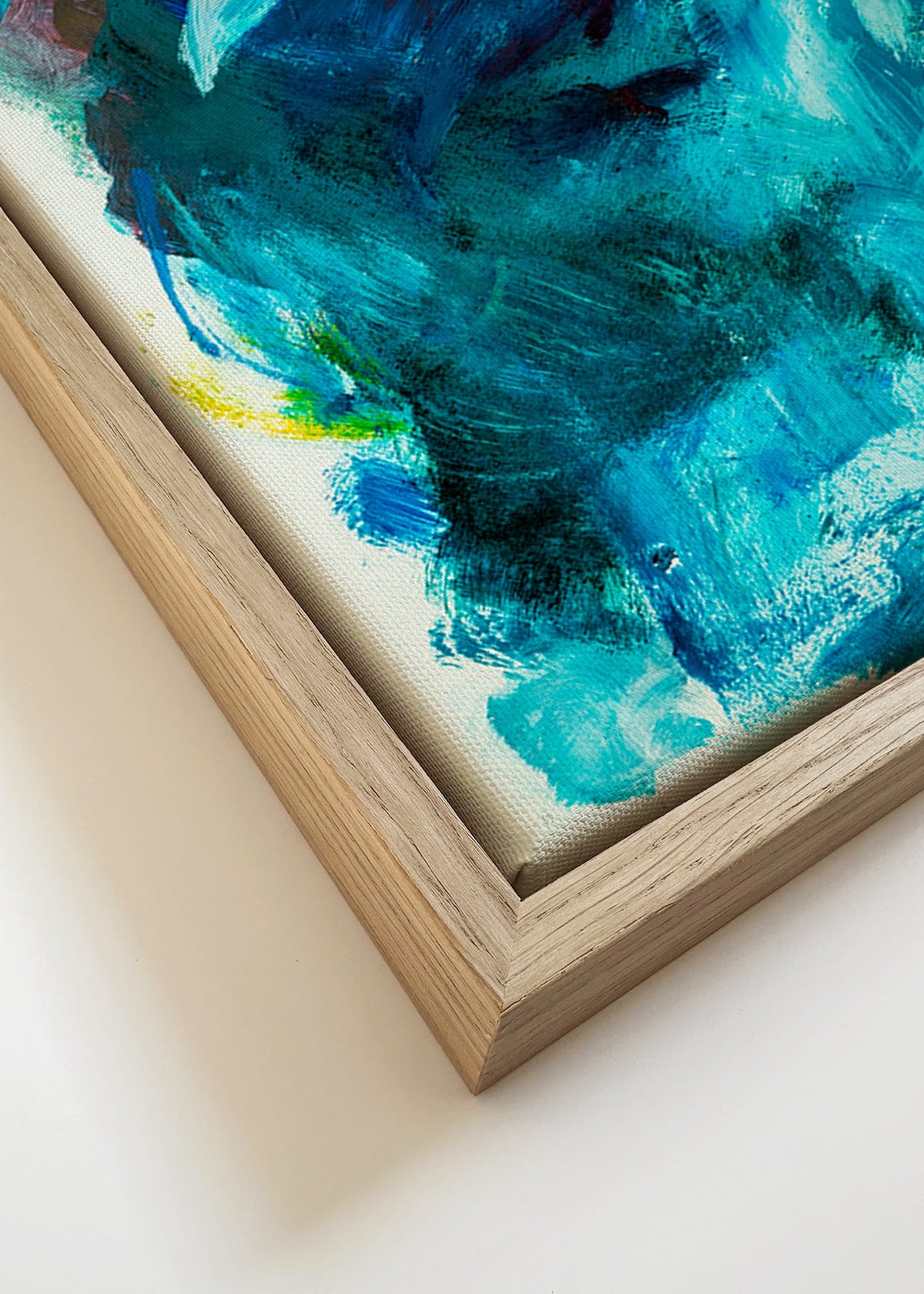 Abstract blauw kunstwerk met luchtig motief – Canvas detail