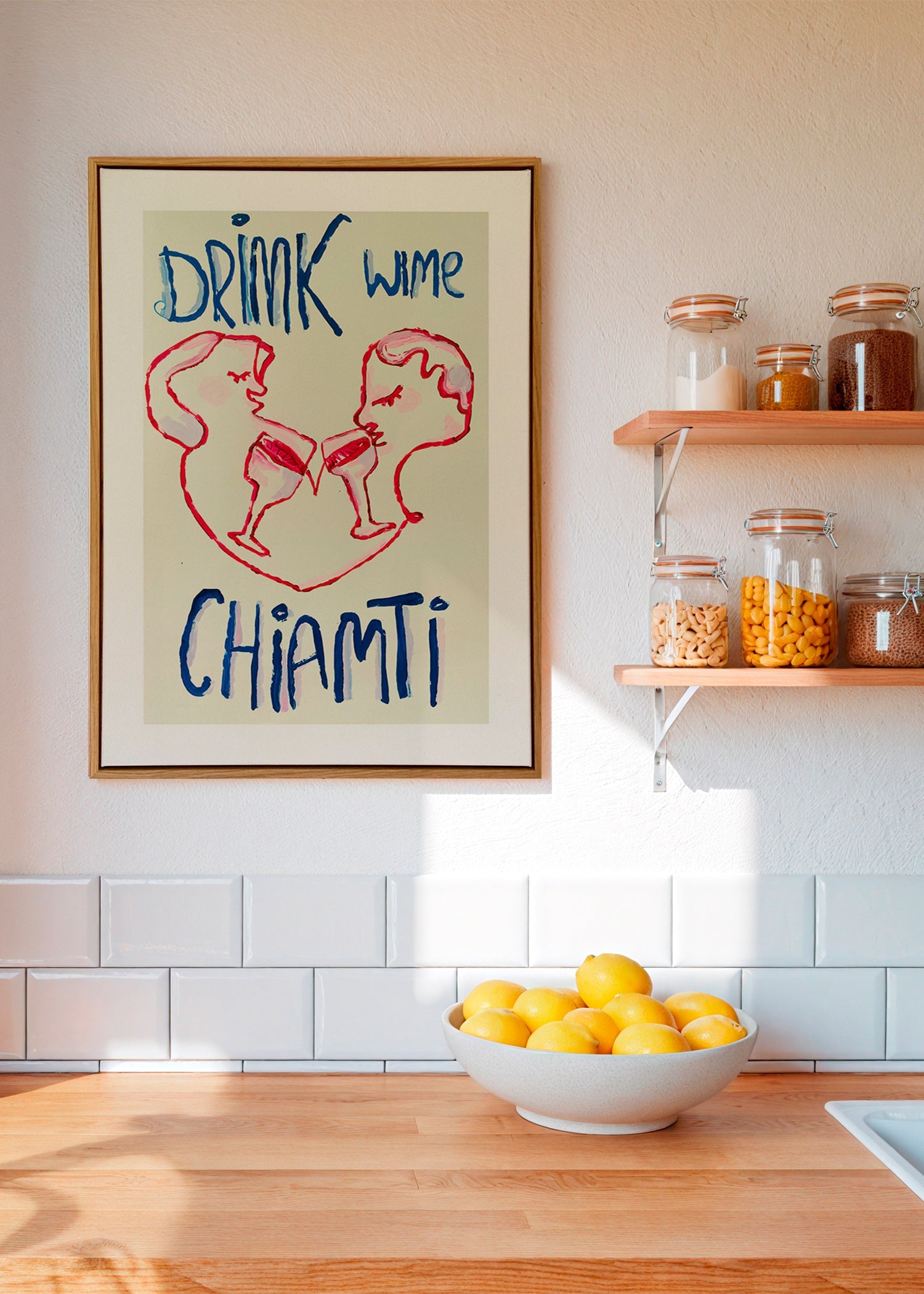 Keuken kunst met geïllustreerde glazen – Canvas1