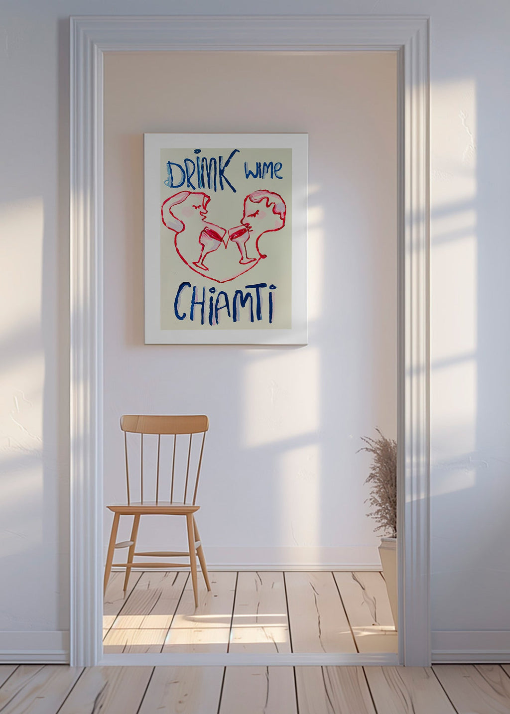 Keuken kunst met geïllustreerde glazen – Canvas