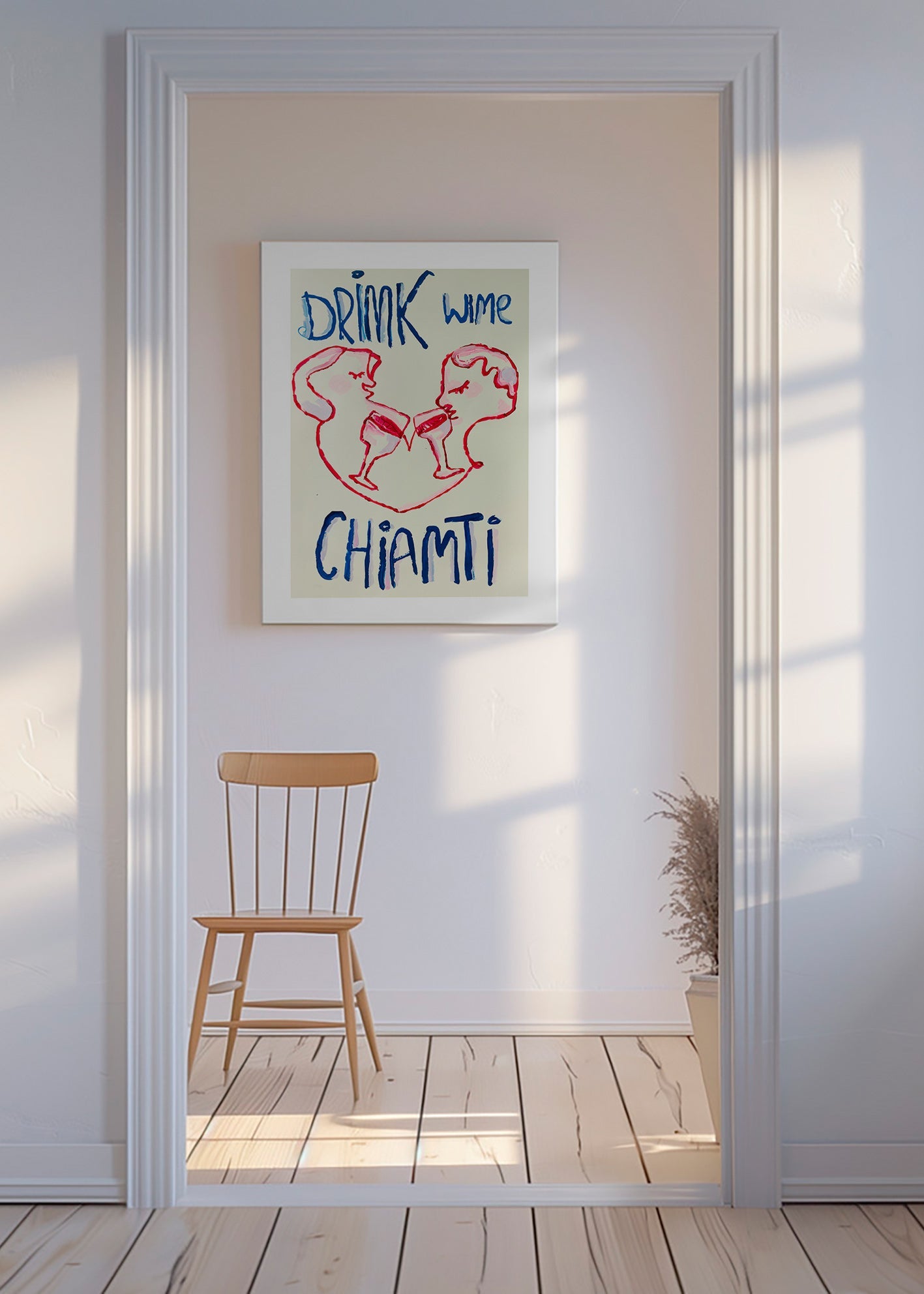 Keuken kunst met geïllustreerde glazen – Canvas