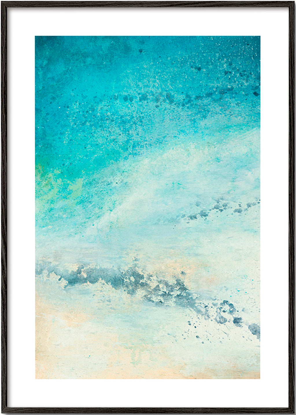 Turkoois zee abstract kunst – Black Frame