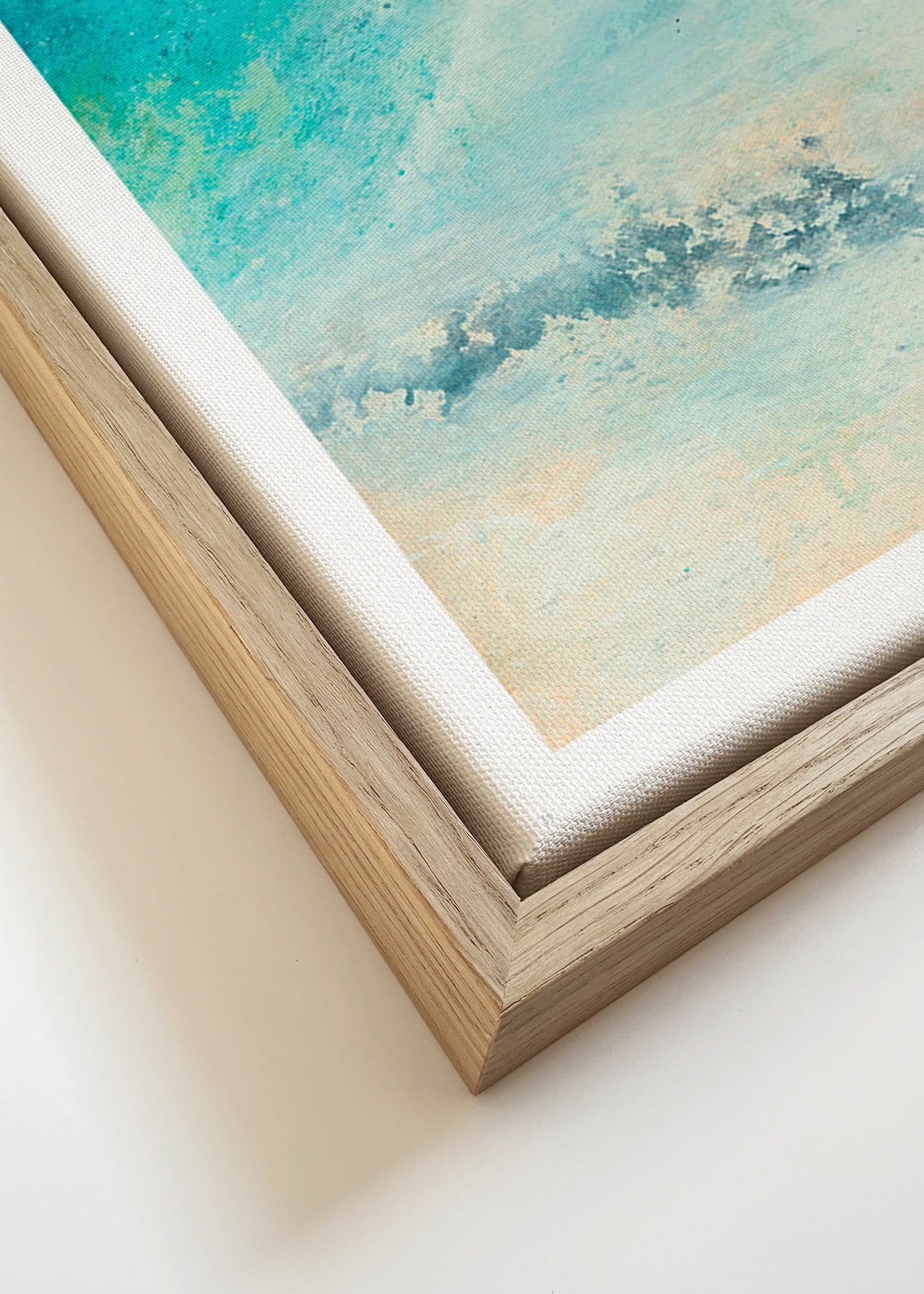 Turkoois zee abstract kunst – Canvas detail