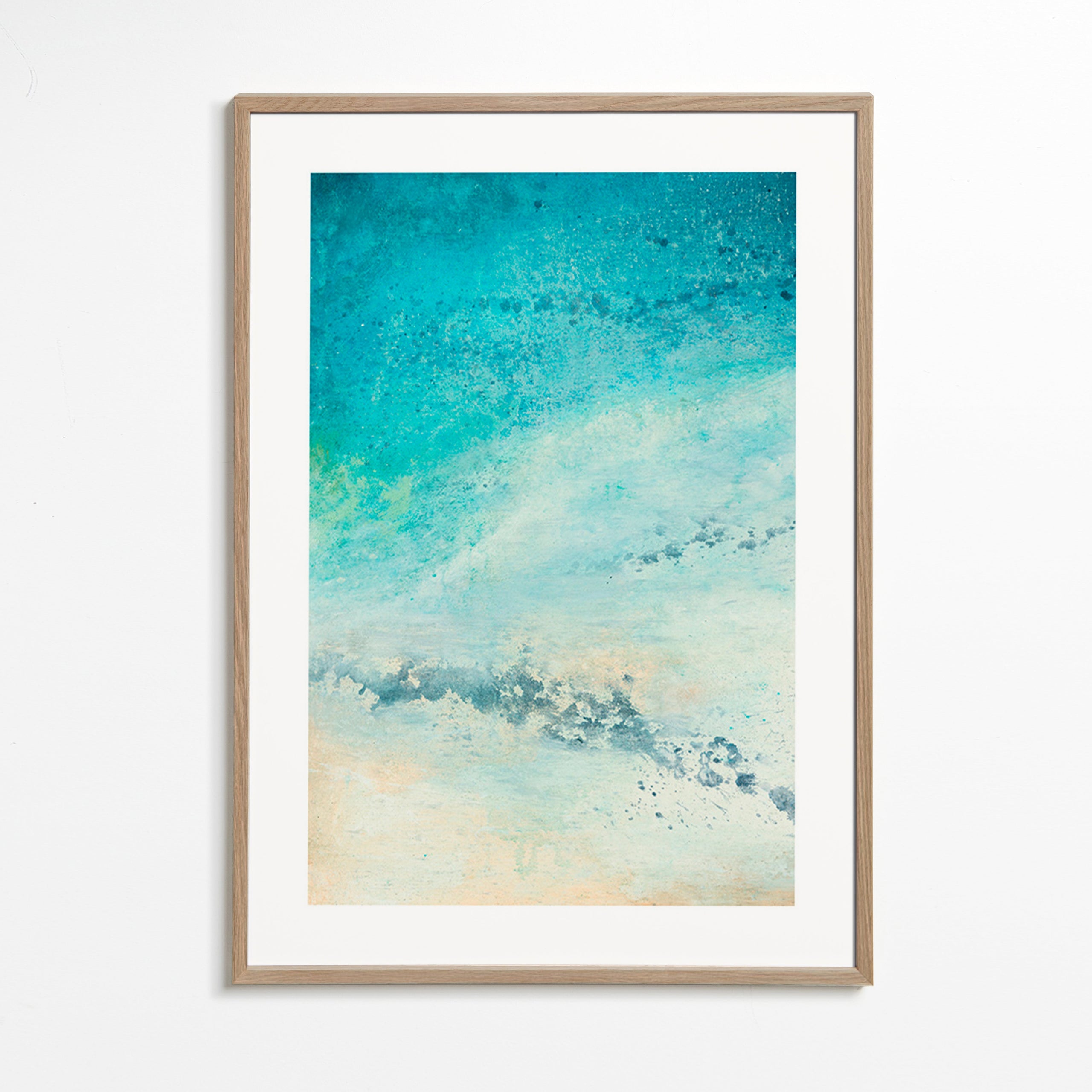 Turkoois zee abstract kunst – Oak Frame