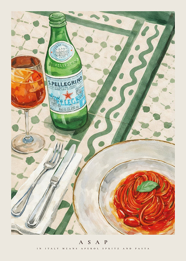 Keuken kunst Aperol Spritz en pasta