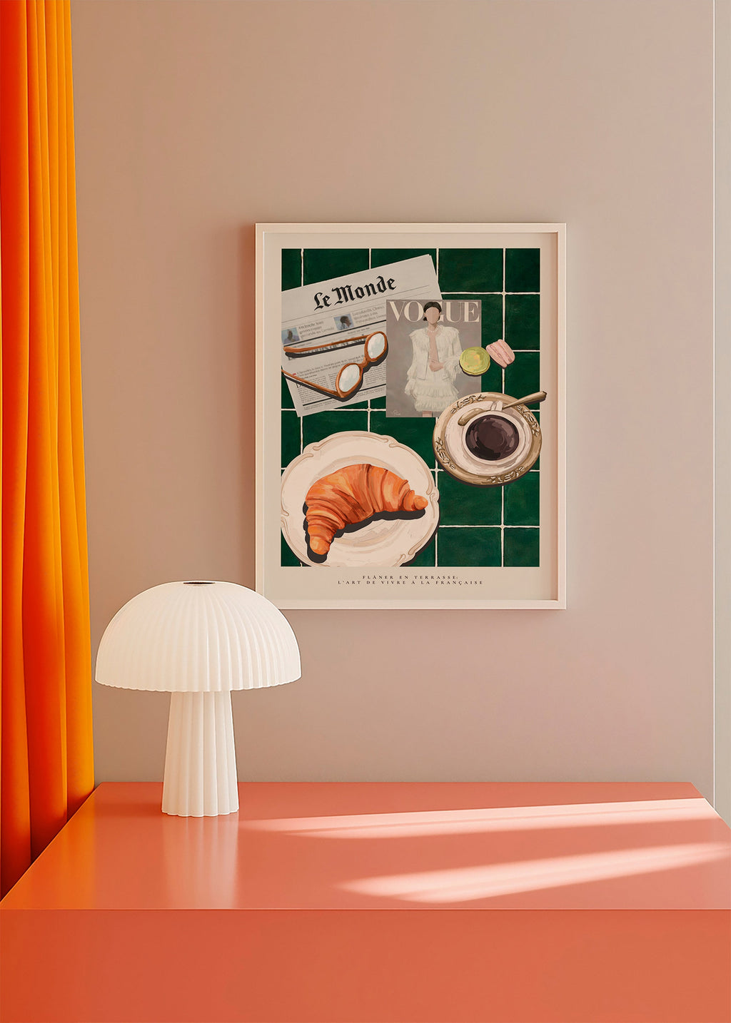 Küchenkunst mit Croissant und Kaffee