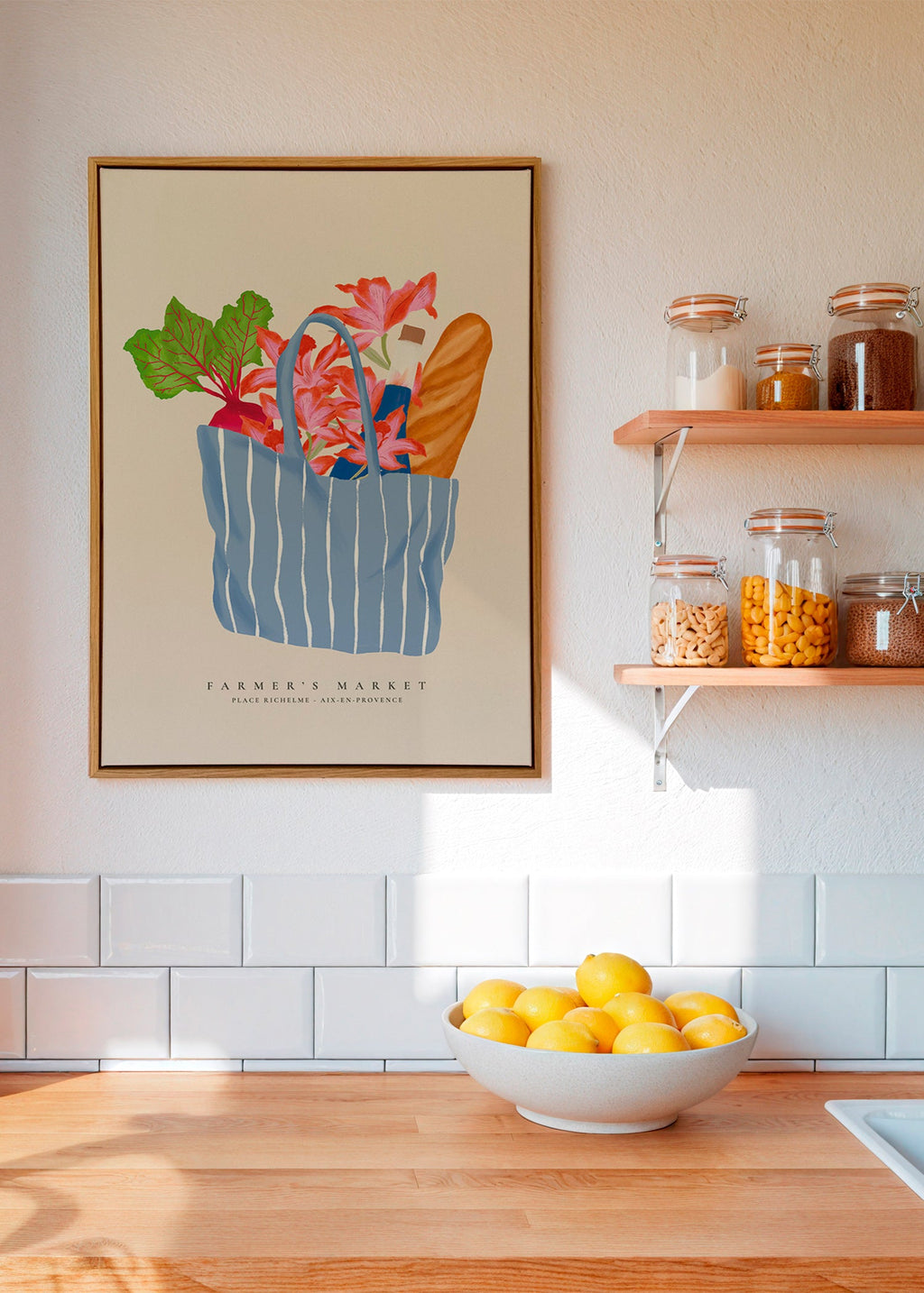 Küchenkunst mit Markt­taschen-Illustration
