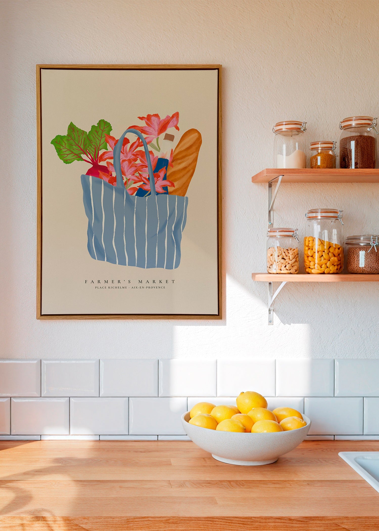 Küchenkunst mit Markt­taschen-Illustration