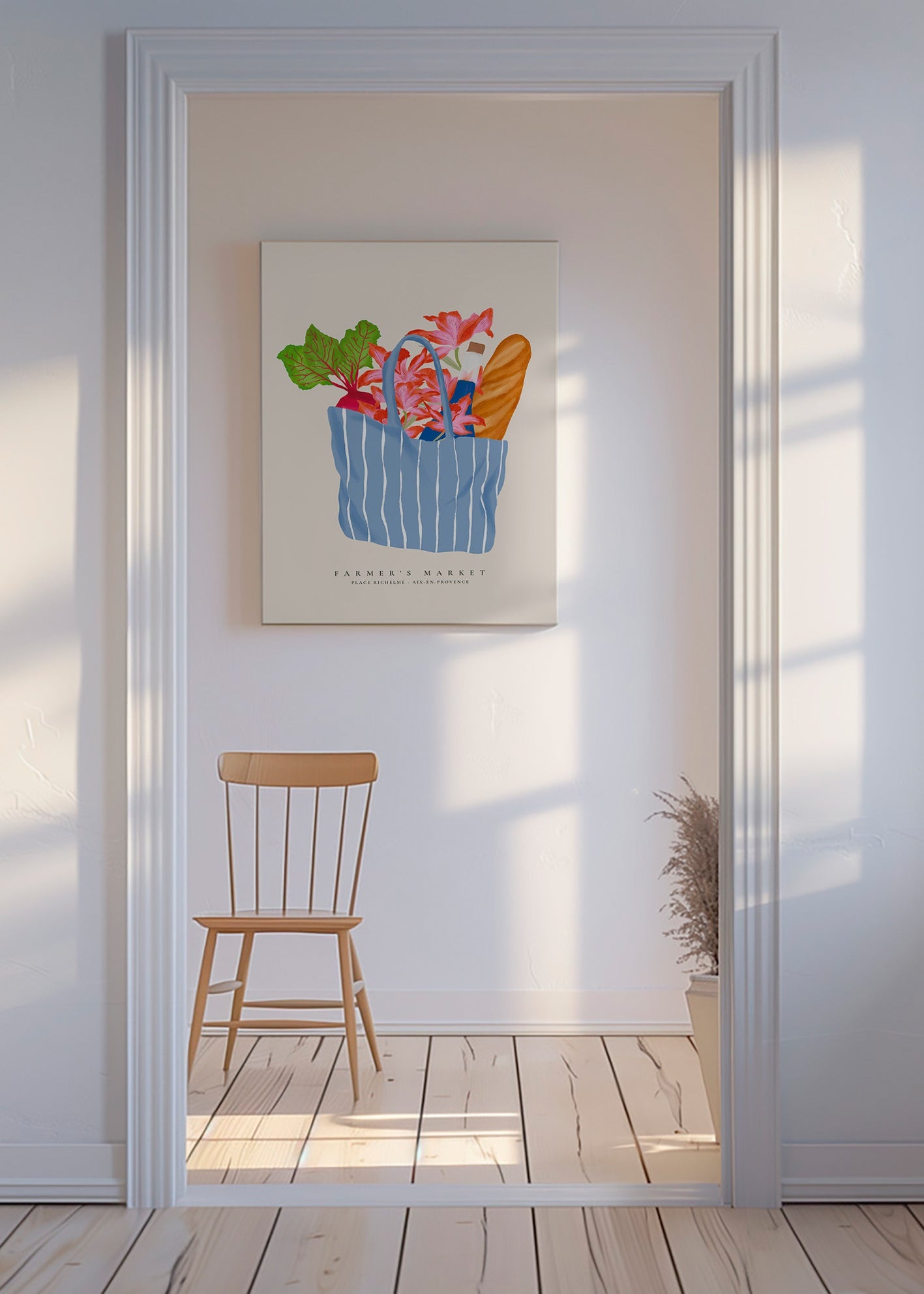 Küchenkunst mit Markt­taschen-Illustration