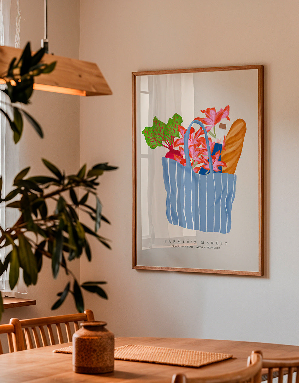 Keuken kunst met markttas illustratie